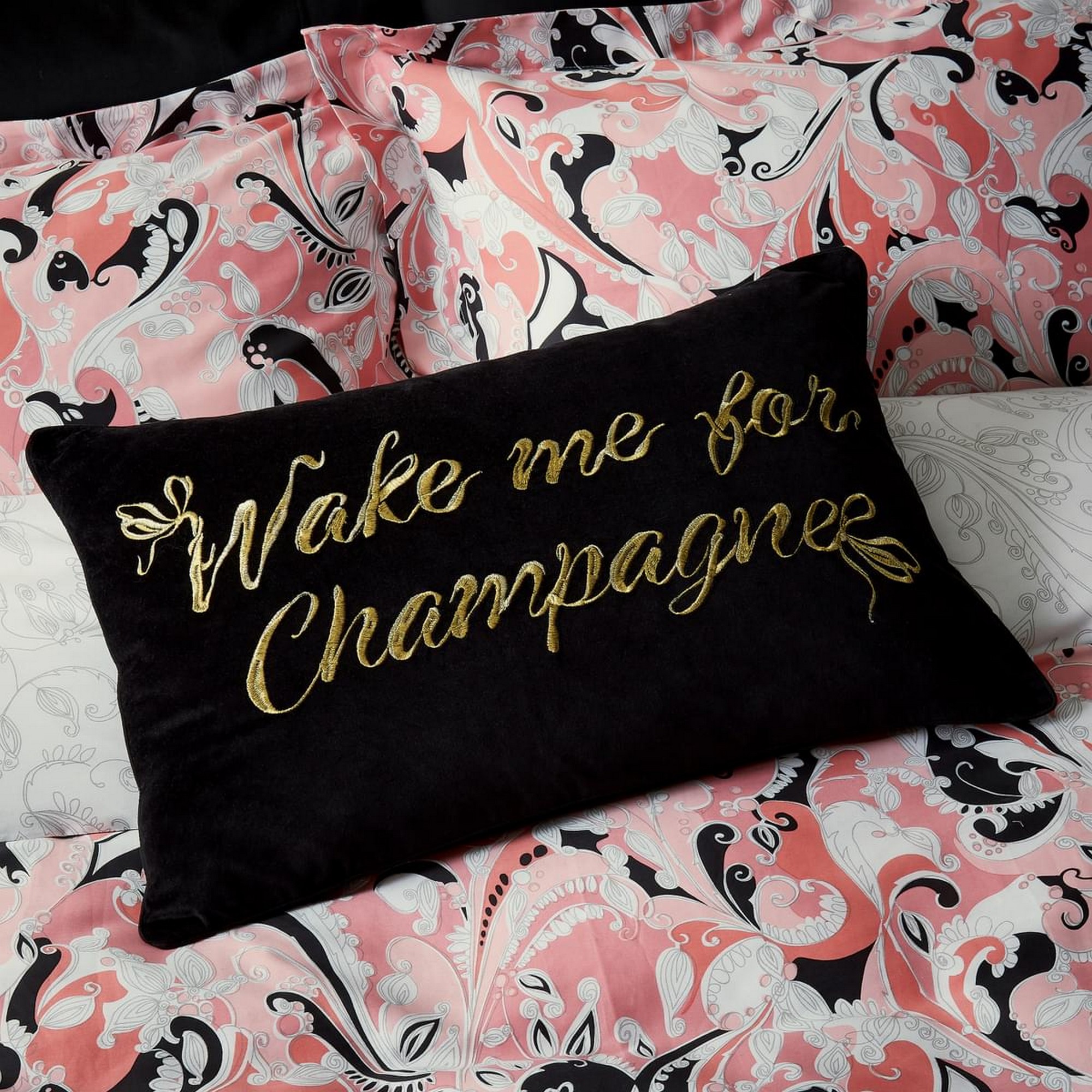 Wake Me For Champagne Cushion By Ted Baker In Black